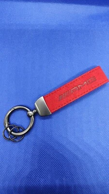 1 Porte clé AMG Mercedes LOGO Neuf sous blister cuir Alcantara Rouge  - Photo 1/4