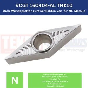 10 x VCGT 160404-AL THK10 piastre girevoli per alluminio e metalli non ferrosi - Foto 1 di 1