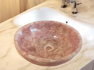 Rose Quartz Pink Gemstone Countertop Vanity Sink Wash Basin Bathroom Decorative - Picture 1 of 8