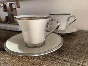 Mint Lenox SOLITAIRE Cup & Saucer - Platinum Ivory - Set of 2 - Bild 1 von 5