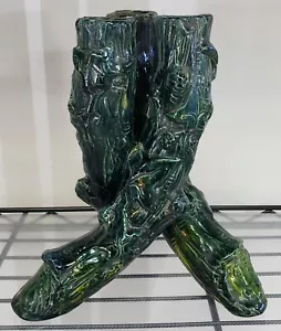 Jarrón en forma de árbol retorcido de mayólica continental de mediados del siglo XIX - Imagen 1 de 6