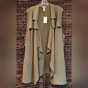 NWT Catherines Open Front Cardigan 2X 22 24 Green Waterfall Vest Coastal Grandma - Picture 1 of 8