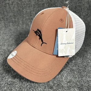Tommy Bahama Trucker Sombrero Tip Your Cap Marlin Logo Hombres Salmón Rosa Blanco Talla Única - Imagen 1 de 12
