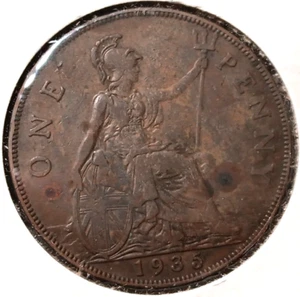1935 UK Great Britain One Penny - Picture 1 of 2