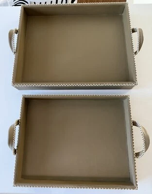 New. Interlude  Leather Trays. Olive Green. Set of 2 - Image 1 of 4