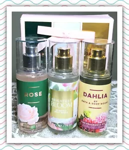 3 Bath & Body Works Travel Size Fine Fragrance Mist Gift Set Dahlia Rose Bloom - Picture 1 of 5