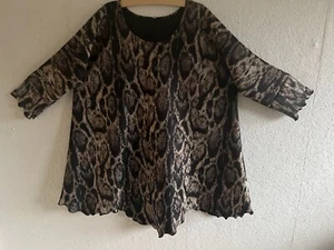 LAGENLOOK Tunika aus Romanit Jersey mit Spitze In Animal Print Gr. 52 54 56 58 - Bild 1 von 10