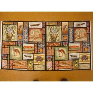 Australian Animal and Aboriginal Inspired Cotton Fabric Panel 63.5cm x 112cm - Picture 1 of 3
