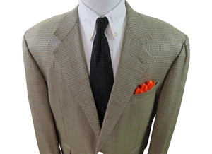 Bespoke Hickey Freeman Men Mini-Houndstooth Blazer Jacket Sport Coat 46R USA EUC - Picture 1 of 12