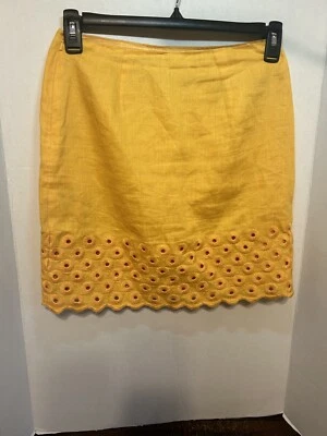 Michael Kors Women’s Sz 2 Y2KPreppy College Mustard Linen Skirt - Image 1 of 4