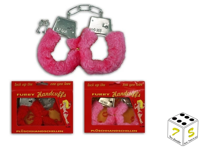 Sexy Plüschhandschellen Plüsch Handschellen Schlafzimmer Rot Pink Scherzartikel - Bild 1 von 1