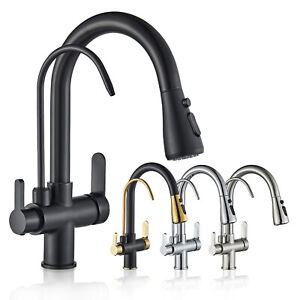 3 Way Water Filter Pure Drinking Kitchen Mixer Sink Tap 360° Spout Faucet Modern