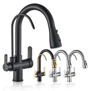 3 Way Water Filter Pure Drinking Kitchen Mixer Sink Tap 360° Spout Faucet Modern - Picture 1 of 53