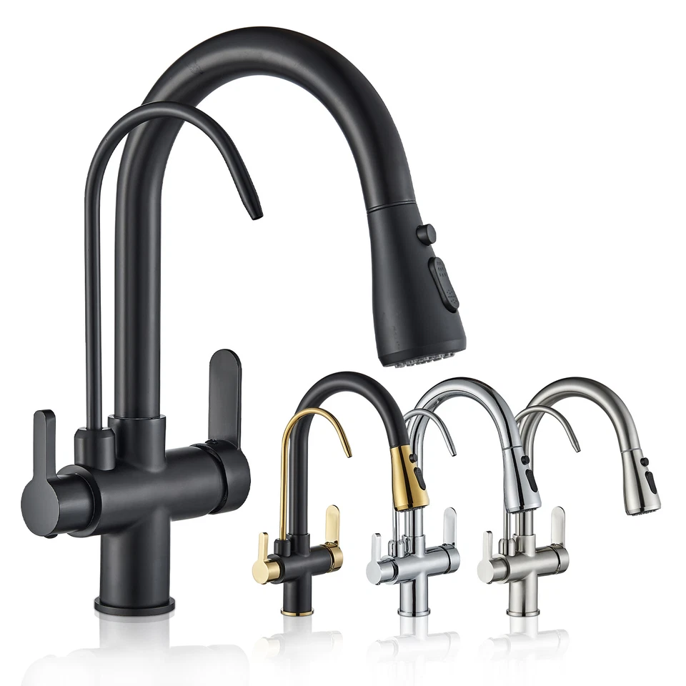 3 Way Water Filter Pure Drinking Kitchen Mixer Sink Tap 360° Spout Faucet Modern - Image 1 of 1