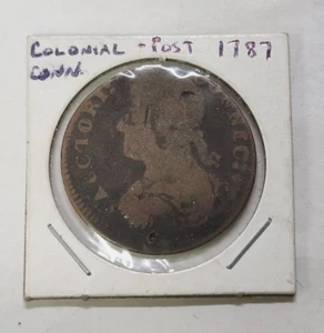 1787 Post Colonial Connecticutt Copper 1/2P DB Left Coin - Offset - Holed - Picture 1 of 4