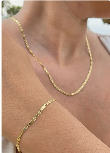 Collana maglia Valentino piena oro 14 kt braccialetto 20" 7 5" donna uomo