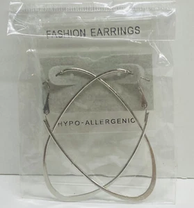 Neu Damen Ohrringe Reifen einzelnes Paar silberfarben Modeschmuck - Bild 1 von 4