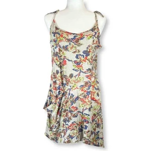 Hurley Y2K Surfer asymmetrisches Blumendruck Bindeband Taschen Slip Minikleid Gr. M - Bild 1 von 8