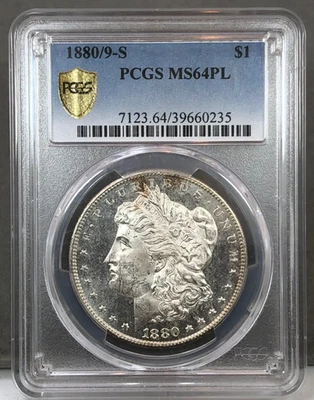 1880/9-S U.S. $1 Morgan Silver Dollar PCGS MS64 PL Proof Like ~ 1880/9 - Image 1 of 4