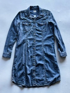 Vestido Gap Jean para mujer talla mediana pequeño azul perla bolsillos delanteros a presión - Imagen 1 de 7