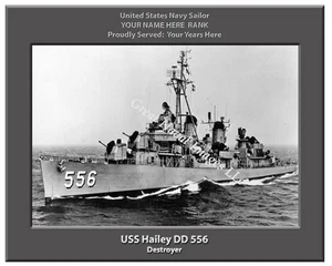 USS Hailey DD 556 Personalized Canvas Ship Photo Print Navy Veteran 2 - Picture 1 of 1
