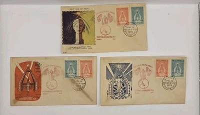 Filipinas 1953 1ª Feria Internacional Vintage Primer Día Cubierta.Lote de 3.Sin usar. Foto 1 de 3