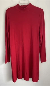 Banana Republic Größe Large Tall LS geripptes Kleid mit Stehkragen rot #745952 - Bild 1 von 4