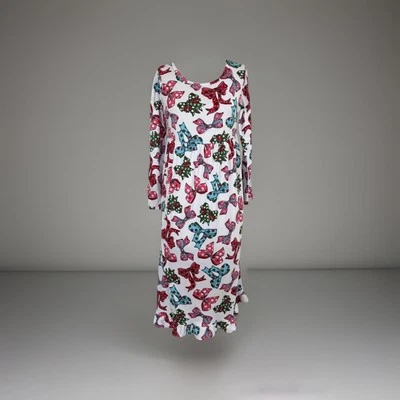 Hanna Andersson Girls Nightgown Flannel Multicolor Bows Holidays Sz XS - Image 1 of 4