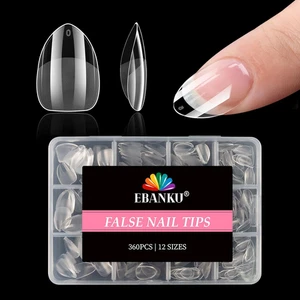 360 Tips Unghie Extra Corte Media Di Mandorla,  Pre-Formate Half Matte Trasparen - Foto 1 di 12