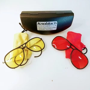 Vintage Knobloch W. Germany Shooting Glasses w/ Lens, 2 Color Filters & Case - Foto 1 di 8