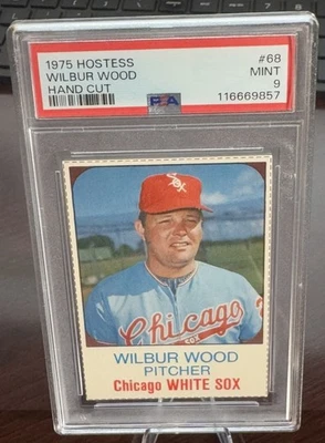 1975 HOSTESS HAND CUT #68 WILBUR WOOD WHITE SOX PSA 9 - Image 1 of 2