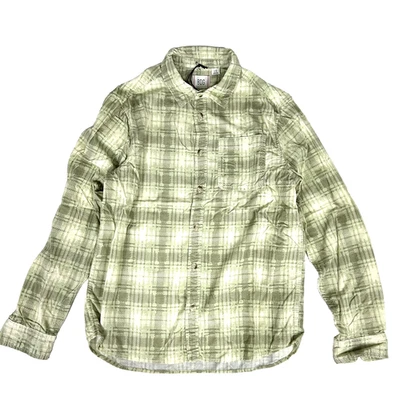 BDG Men's Cream & Light Sage Green Plaid Flannel Long Sleeve Shirt A422 - Image 1 of 4