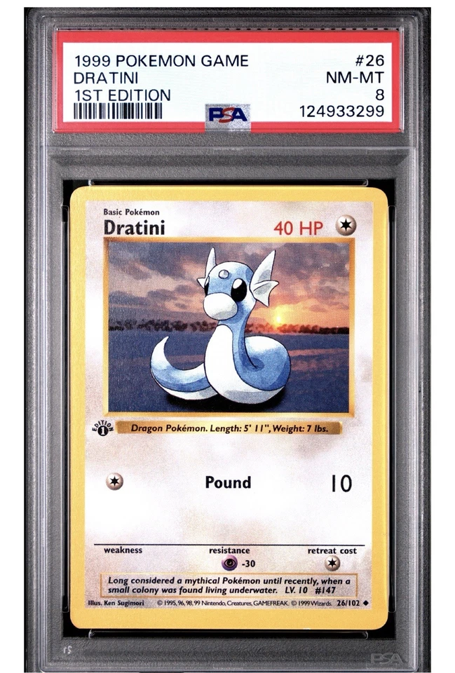 PSA 8 Pokémon 1st Edition Shadowless Dratini - Image 1 of 1