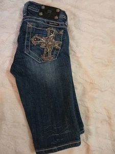 Miss Me Rhinestone Bermuda Shorts Size 12 - Picture 1 of 6