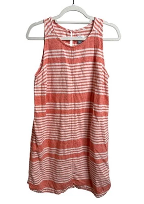 Old Navy Linen Blend Tank Dress Womens L Pink White Stripe Coastal Beach Summer - Image 1 of 4