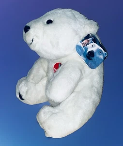 De colección 1996 Coca Cola Peluche Oso Polar 10” Logo Navidad Blanco Nuevo con Etiquetas - Imagen 1 de 4