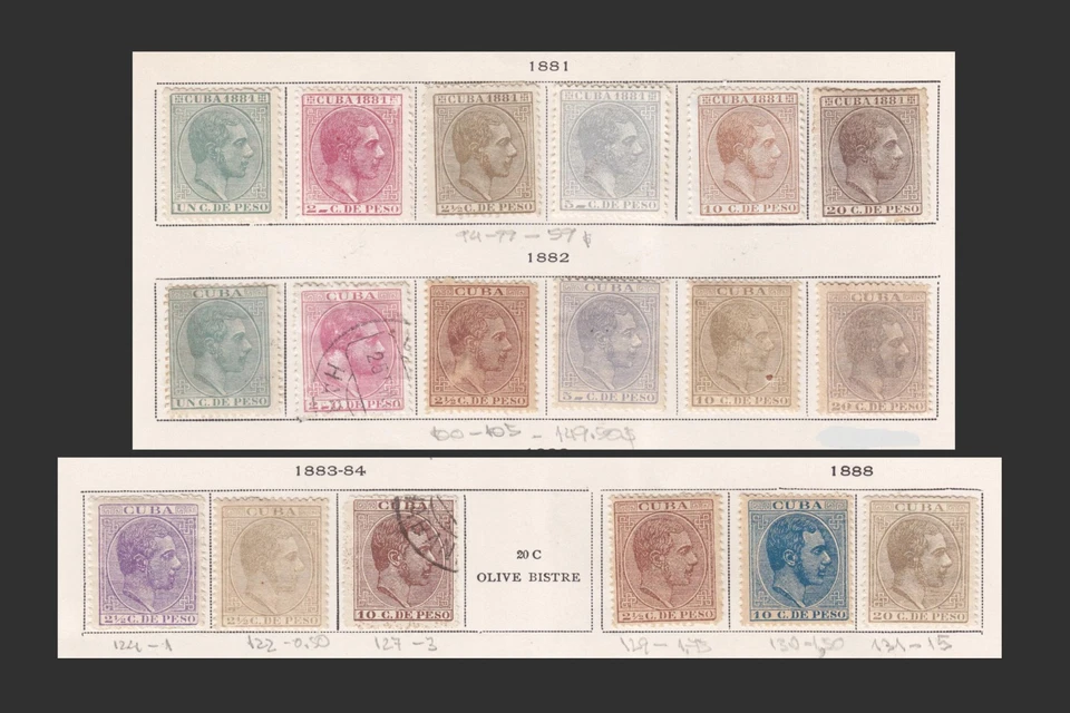 1881,1882,1883,1888 LOT SPANISH ULTRAMAR KING ALFONSO XII SCT.94-105,124-131 - Image 1 of 1