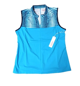 SANDY PAR SLEEVLESS GOLF TOP PACIFIC BLUE SIZE SMALL - Picture 1 of 4