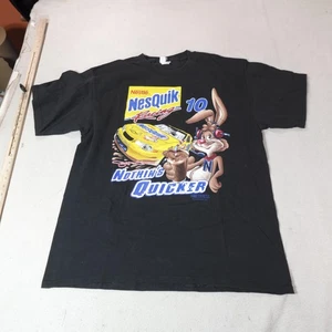 Vintage Nesquik Racing Shirt Mens Black NASCAR Racing Graphic Bunny 10 2000s - Picture 1 of 9