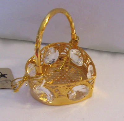 Figurine/Ornament  Heart Shape Baslet -Austrian Crystals  gold plated clear - Image 1 of 2