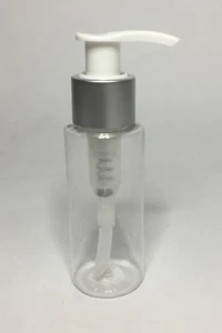 100ml PET Plastic Clear Cylindrical Bottles+ Silver/White Lotion Pump ANY AMOUNT - Picture 1 of 1