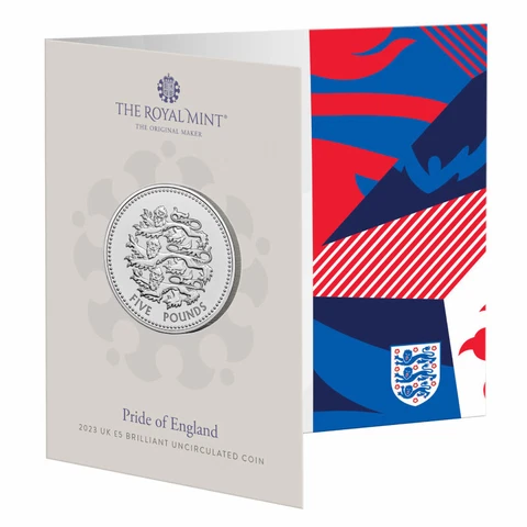 2023 United Kingdom £ 5 Pound BU Coin The Pride of England - Three Lions Cover