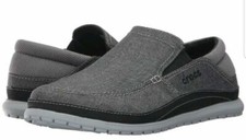 Crocs Mens Santa Cruz Playa Slip-on Loafer Graphite /light Gray Relaxed Fit 10