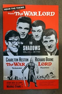 THE SHADOWS 1965 "War Lord" UK Columbia Records poster promozionale ~ RARO - Foto 1 di 1