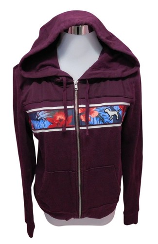 UNDERCOVER Felpa con cappuccio Victorias Secret ROSA donna S marrone righe floreali logo cane