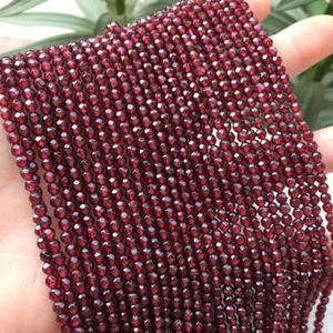 Genuine 4mm Natural Dark Red Garnet Faceted Round Gemstone Loose Beads 15" - Picture 1 of 6