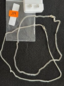 Set 2 catene e orecchini in argento sterling 925 16" - Foto 1 di 1
