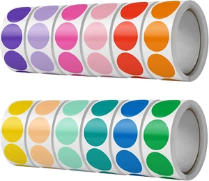 6000 PCS 1" Colored Dot Stickers Circle Color Coding Labels, 12 Color Style Colo - Picture 1 of 12