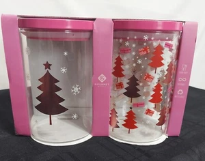 NEU 2 Glaskanister mit rosa Deckel Urlaub Thema rund Gourmet - Bild 1 von 4