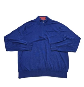 Suéter Brooks Brothers Supima Algodón Manga Larga Cuarto Cremallera Azul Para Hombre Talla L - Imagen 1 de 10